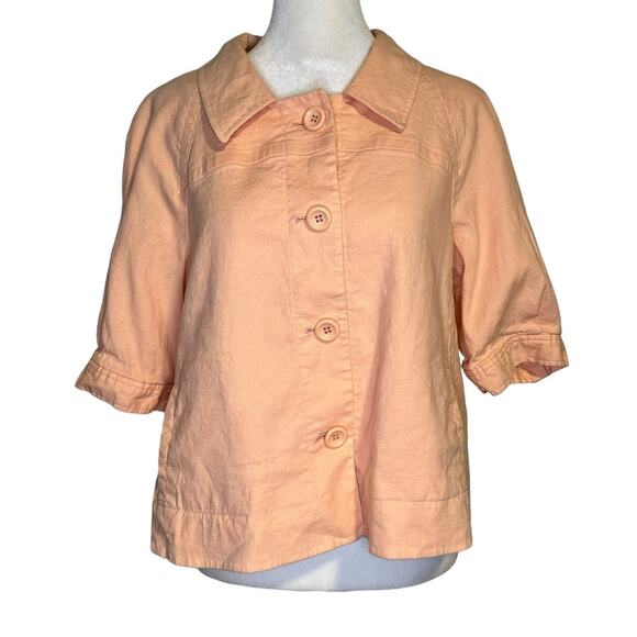 Antonio Melani peach orange short sleeve button front jacket size 12 - Picture 1 of 11